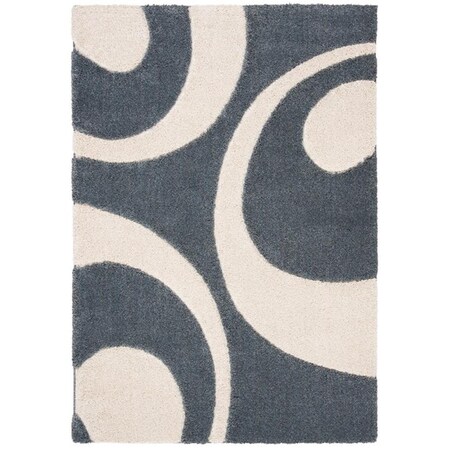 Safavieh 3 ft. 3 in. x 5 ft. 3 in. Power Loomed Florida Shag Small Rectangle Rug; Slate & Ivory SG474-6511-3
